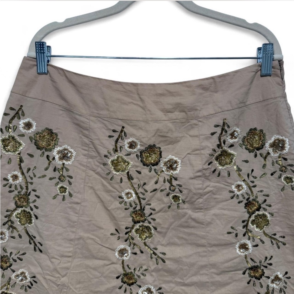 Talbots Floral Embroidered Sequin Skirt Tulle Ruffle Boho Cottagecore Fairy - Picture 2 of 10